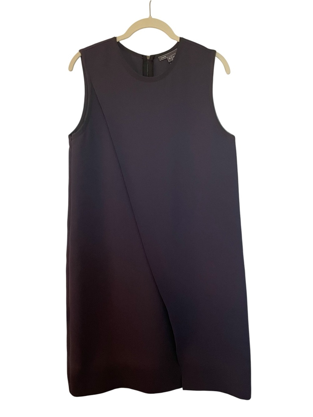 Vince Dark Gray Sleeveless Black Shift Dress 10 Minimalistic Classic Office